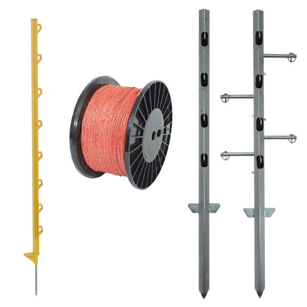 600m - Four-Line Lightweight Fence Kit YELLOW/ORANGE